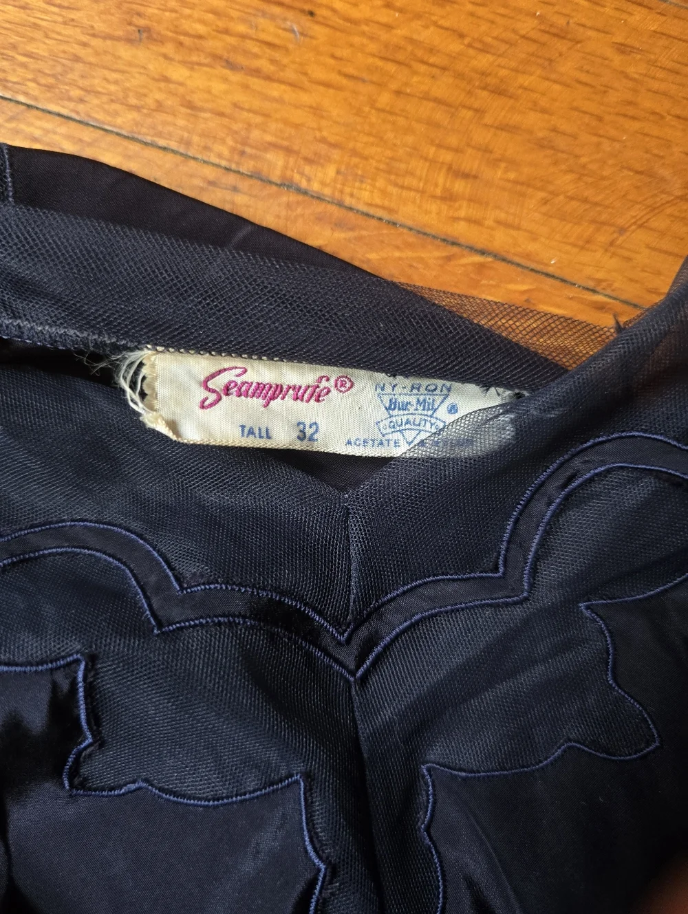 Vintage 1940s Seamprufe Full Slip 32 Slipdress Lingerie Blue Mint Bubble Hem - Picture 6 of 8